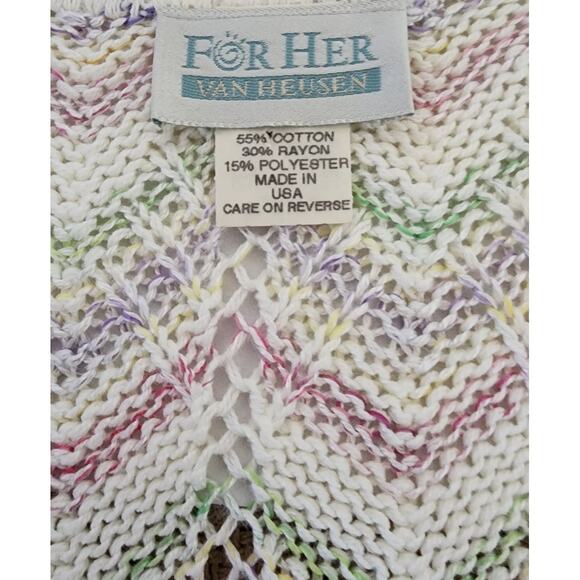 Van Heusen For Her Vtg 90's Multi Color Cheveron Knit Sweater Vest Women's Med - Picture 6 of 7